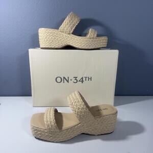 [NEW] ON 34TH‎ Beige Woven Platform Wedge Sandals
